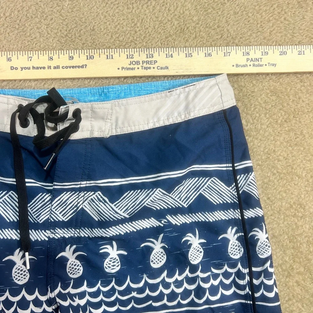 Rip Curl Board Shorts‎ Size 32 Men's Blue Pineapple Palm Tree Wave Print